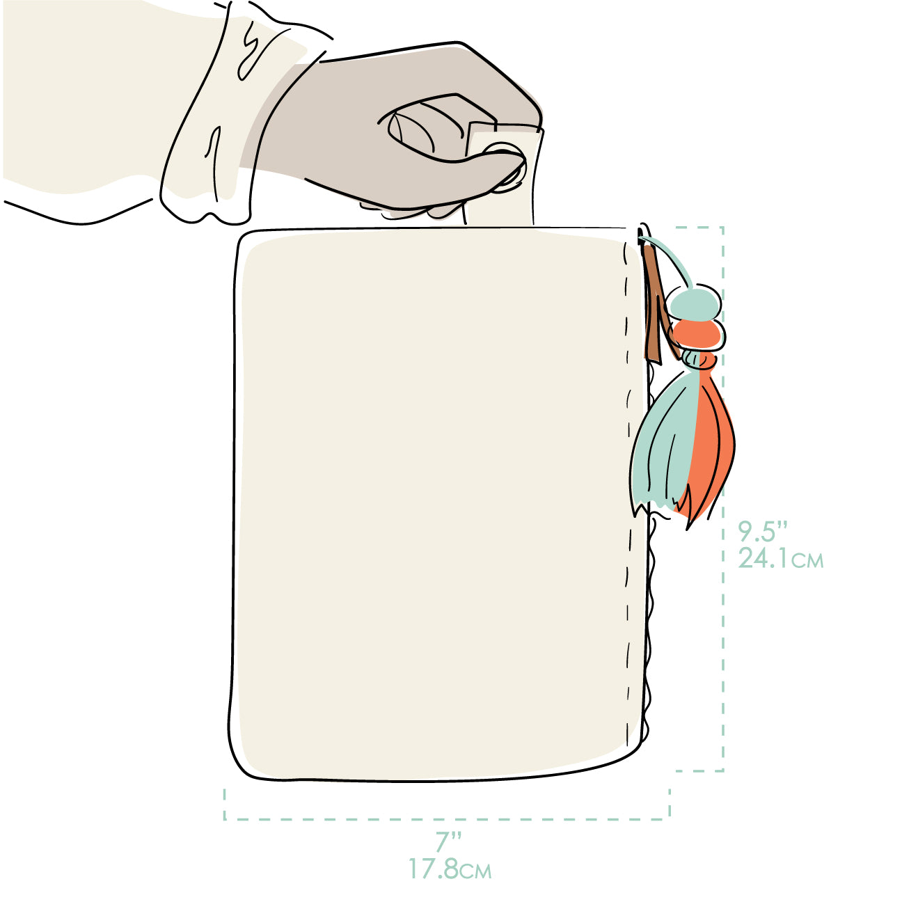 Cotton canvas carry all infographic showing dimensions