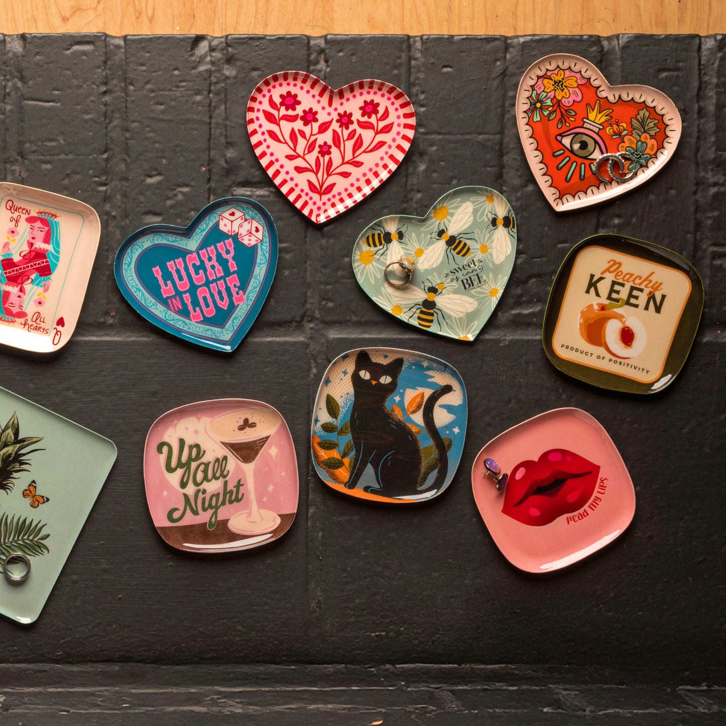 Peach Small Square Enamel Trays