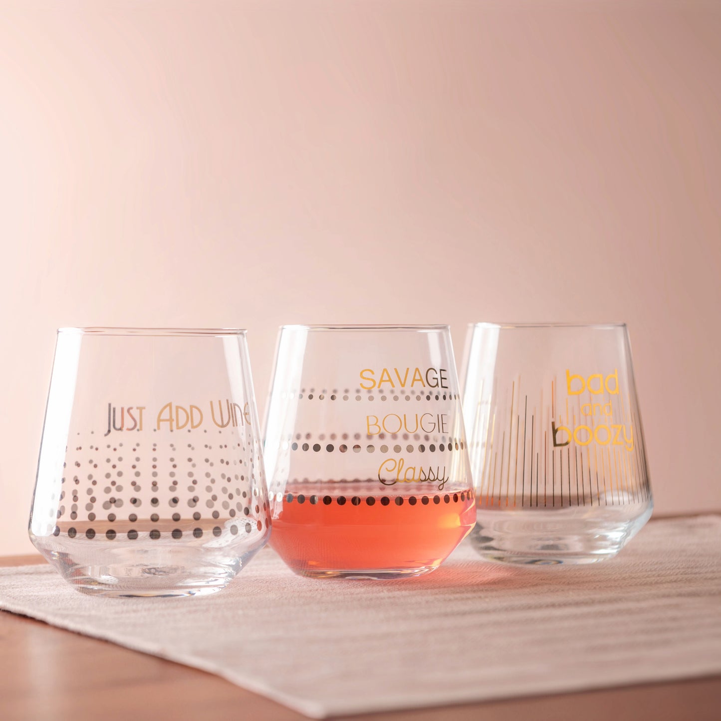 Let's Wine About It Chic Stemless Wine Glass
