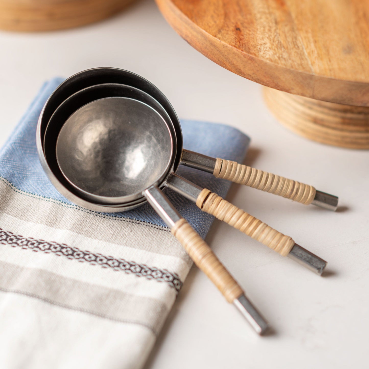 Set of 4 Catalina Cane Wrapped Measuring Cups