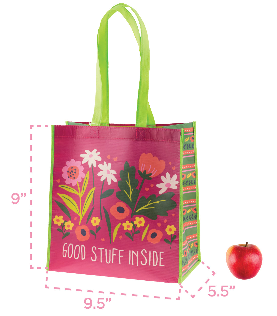 Recycled Large Gift Bag infographic showing dimensions and size reference.