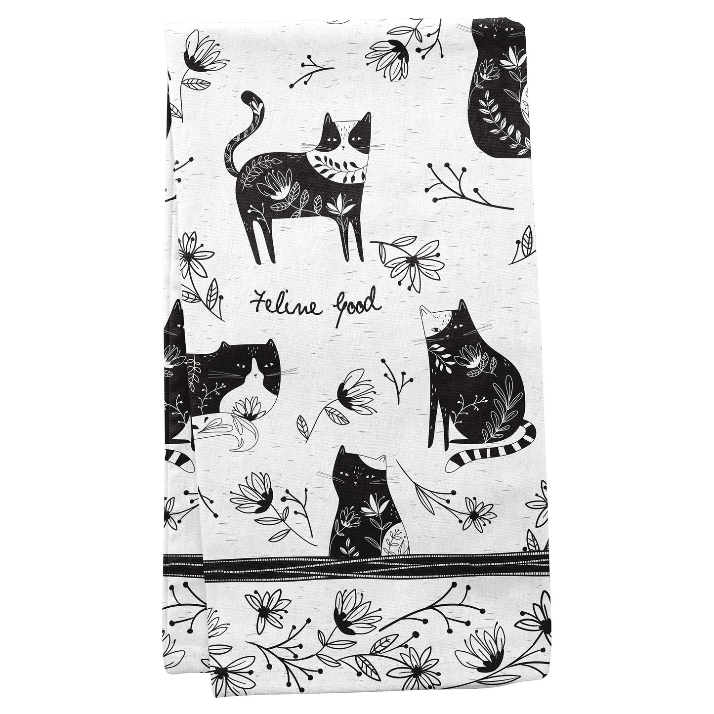 Cat Boho Tea Towel