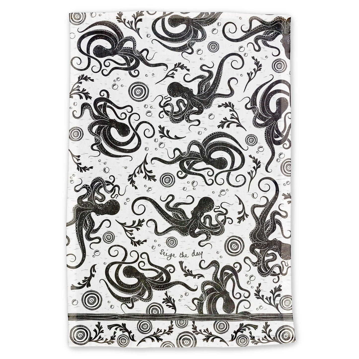 Octopus Boho Tea Towel unfolded view.