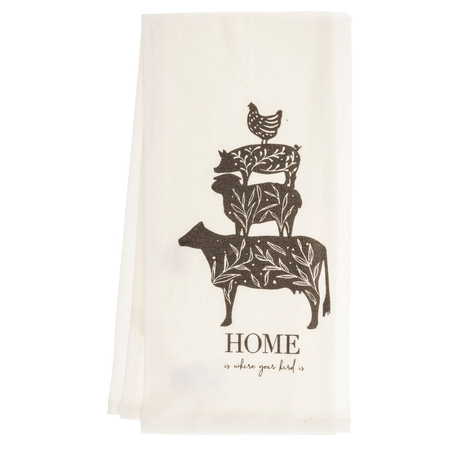 Home is Where Your Herd Is Modern Farmhouse Tea Towel