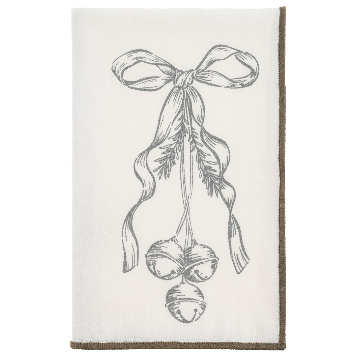 Silver Bells Holiday Merrowed Edge Dinner Napkin