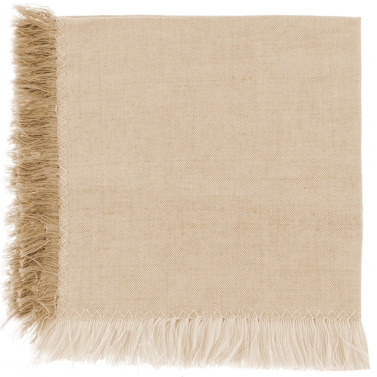 Mustard Fringed Cocktail Napkins Set individual view.