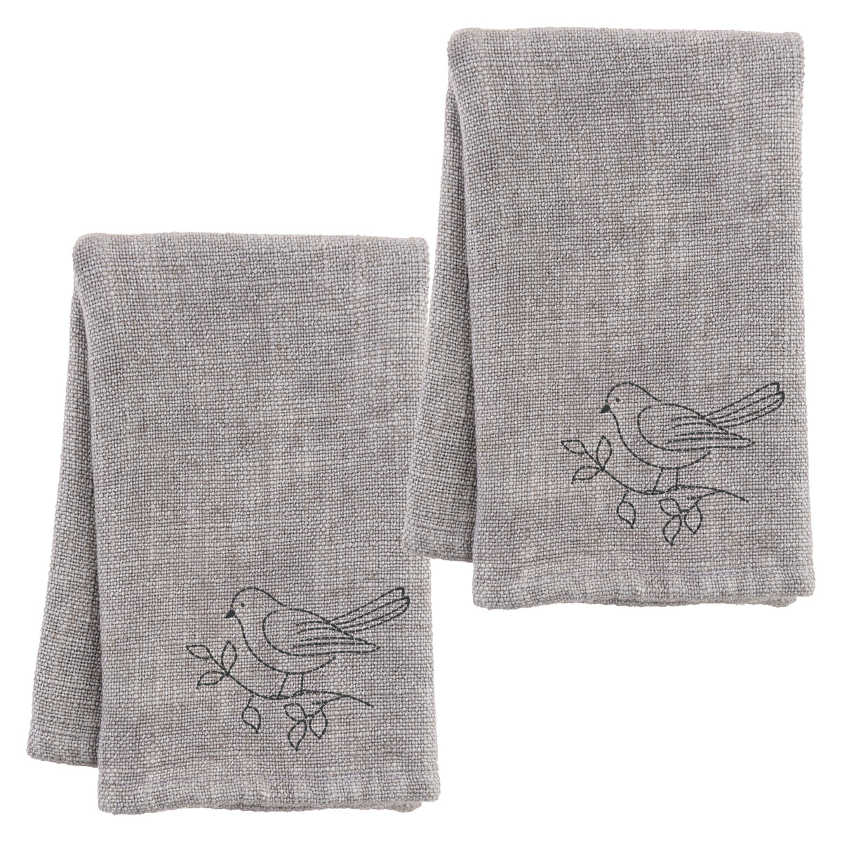 Bird Embroidered Solid Dinner Napkins Set of 2
