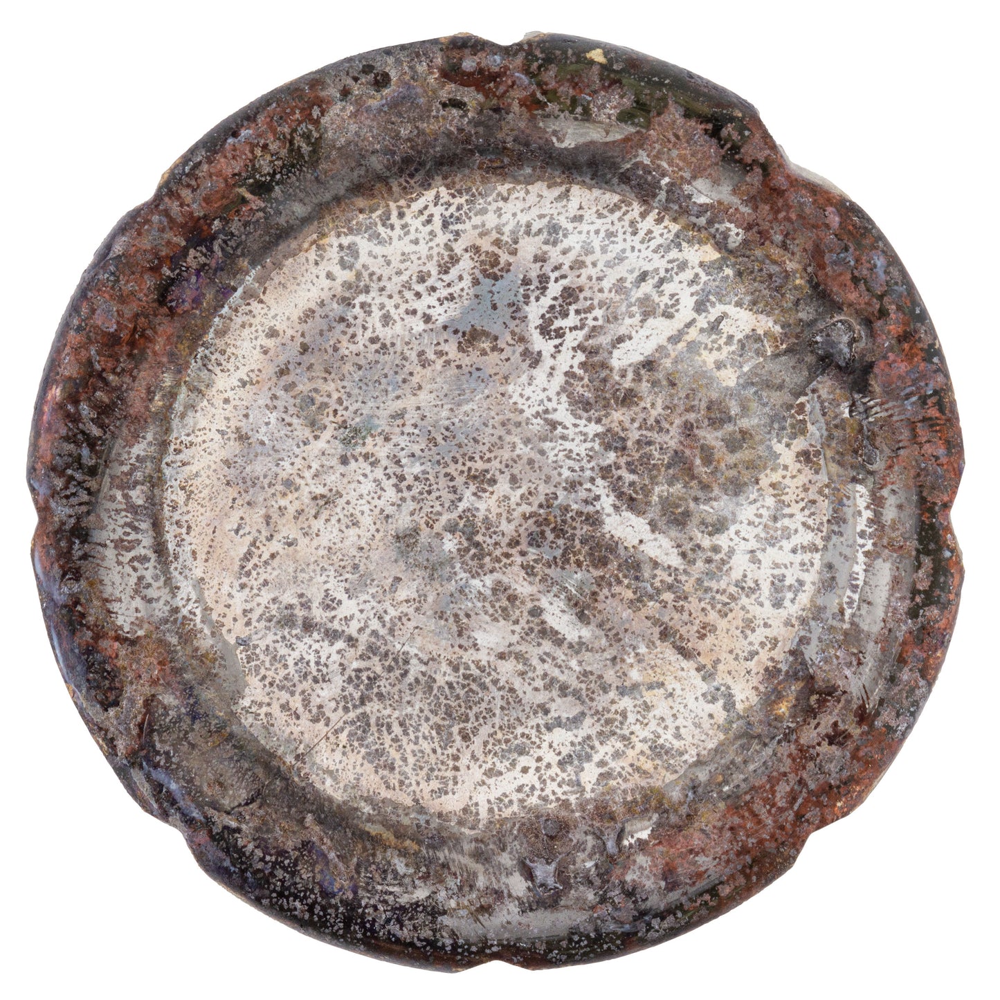Small Straight Rustic Mercury Glass Votive bottom view.