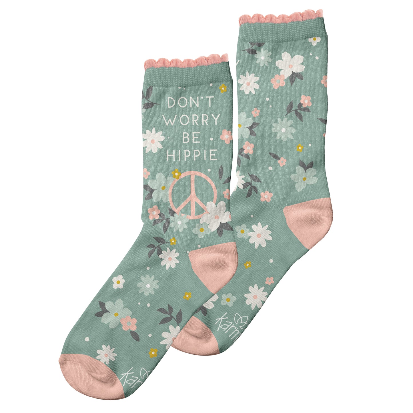 Hippie crew socks view of both sides.