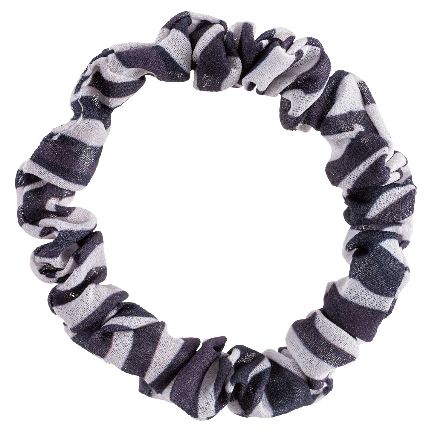 Leopard Slim Scrunchies black and white striped scrunchie view.