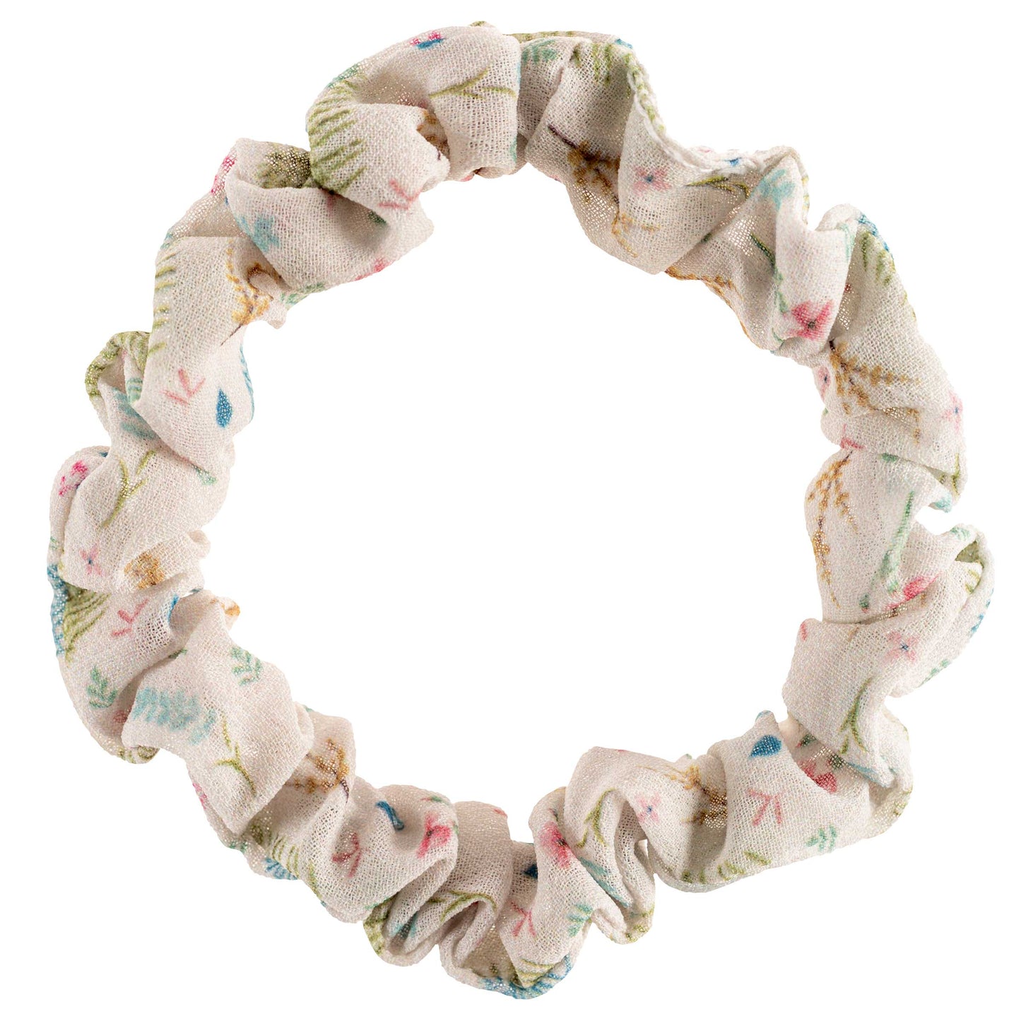 Botanical Slim Scrunchies white floral scrunchie view.