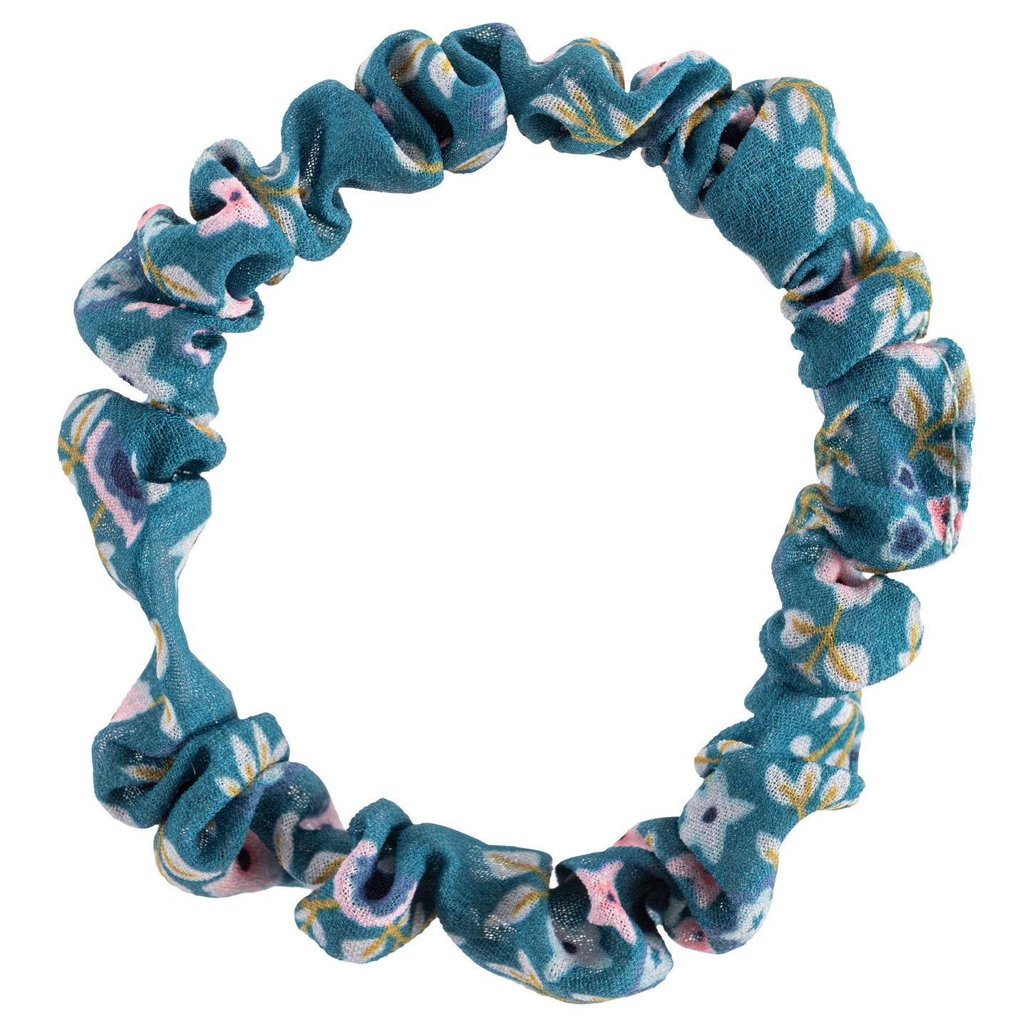 Botanical Slim Scrunchies blue and white scrunchie view.