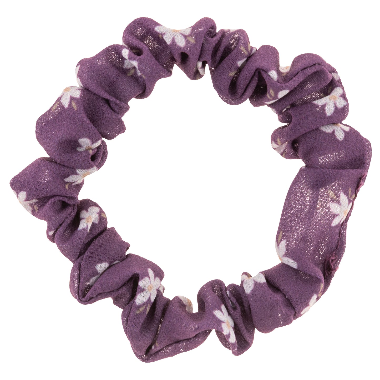 Lilac Slim Scrunchies purple and white floral scrunchie view.