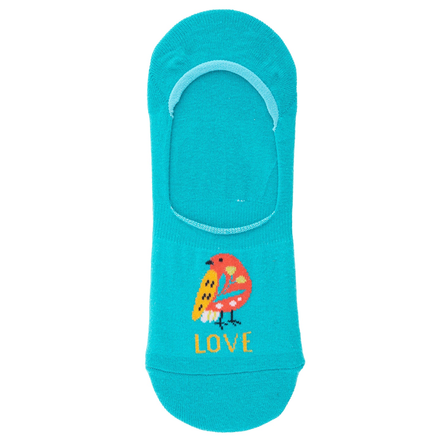 Bird No Show Socks blue bird sock view.