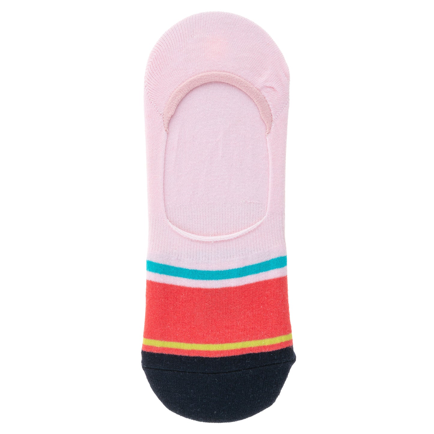 Bird No Show Socks pink and blue striped sock.