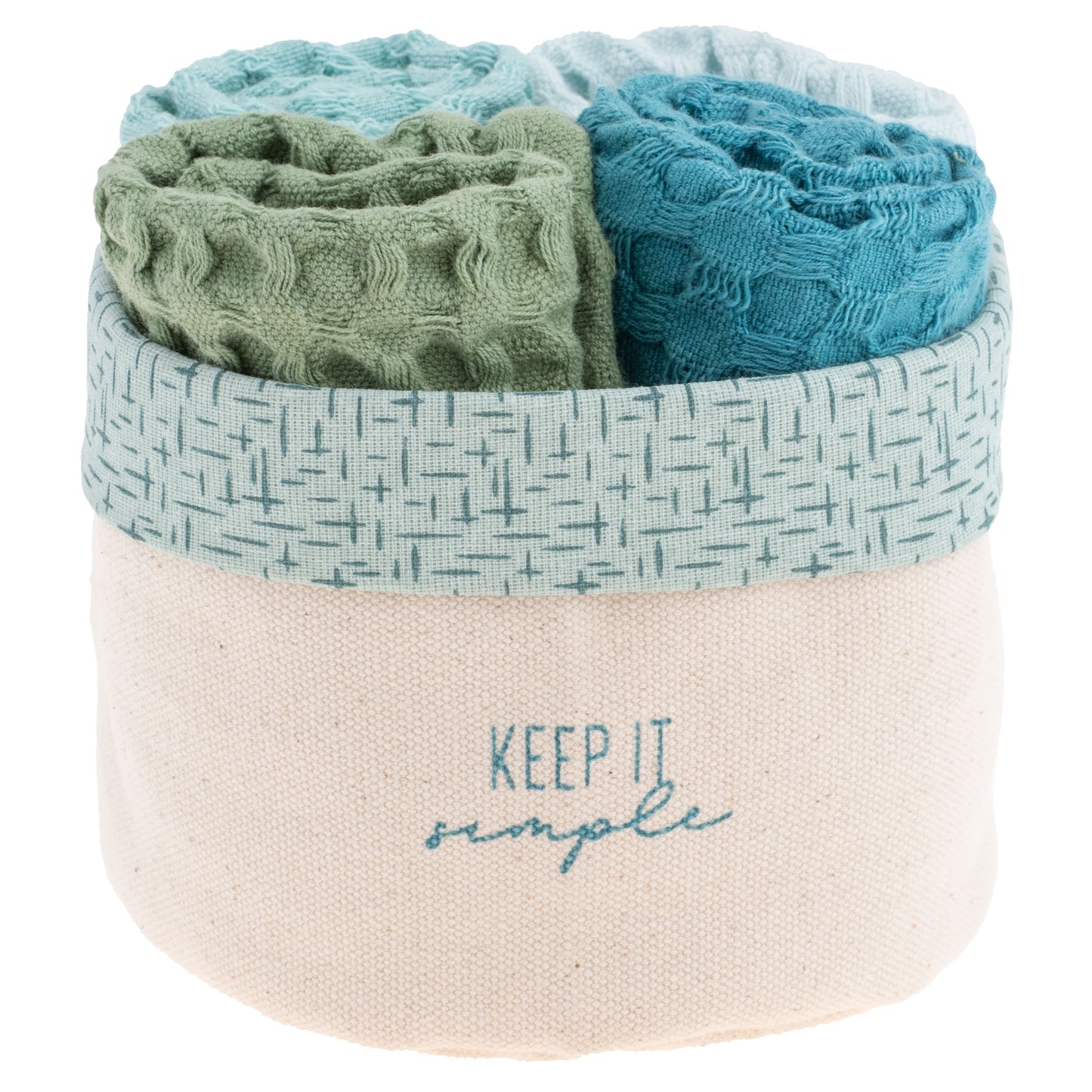 Simple Waffle Weave Dishcloth Set With Canvas Holder