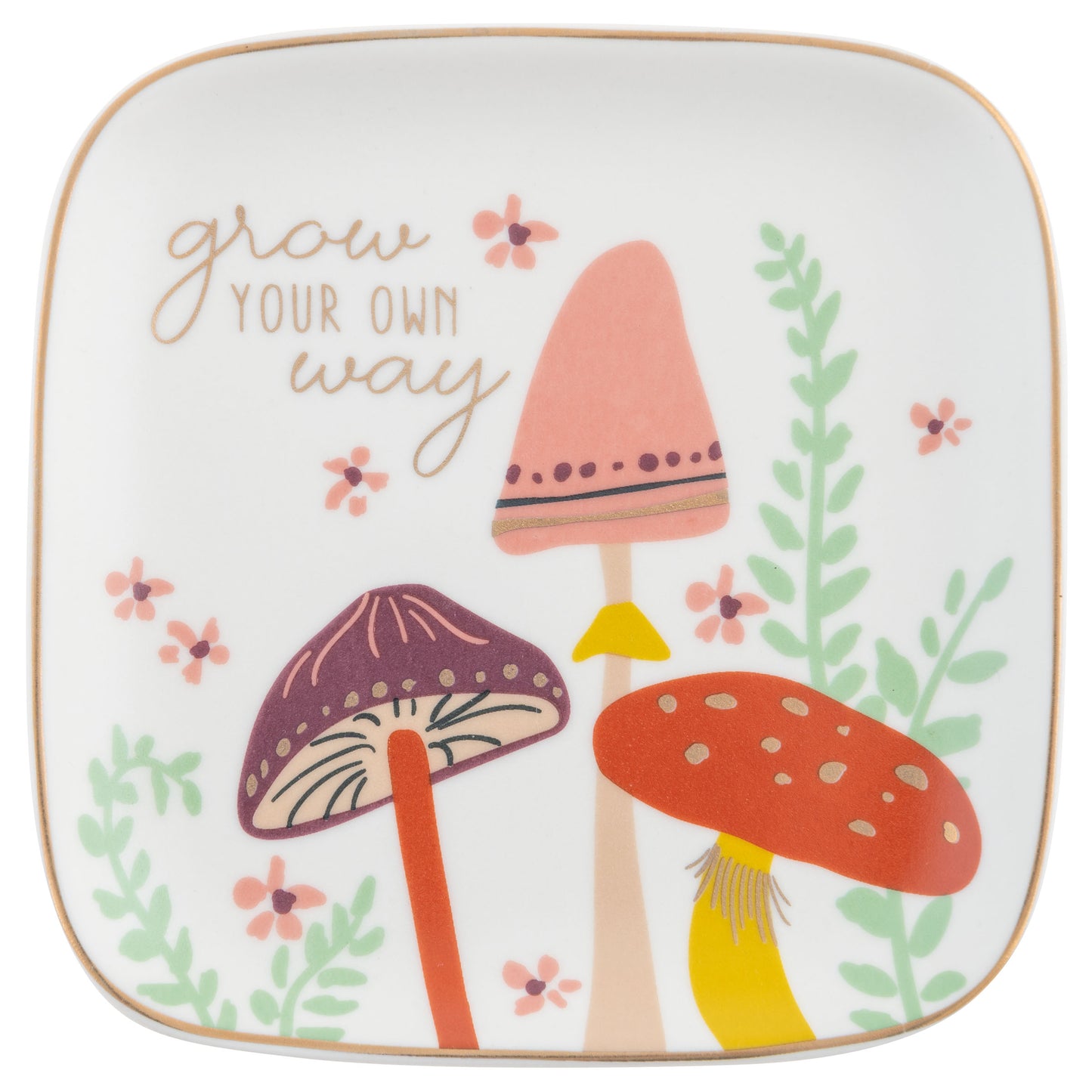 Mushroom Large Flora Square Trinket Tray