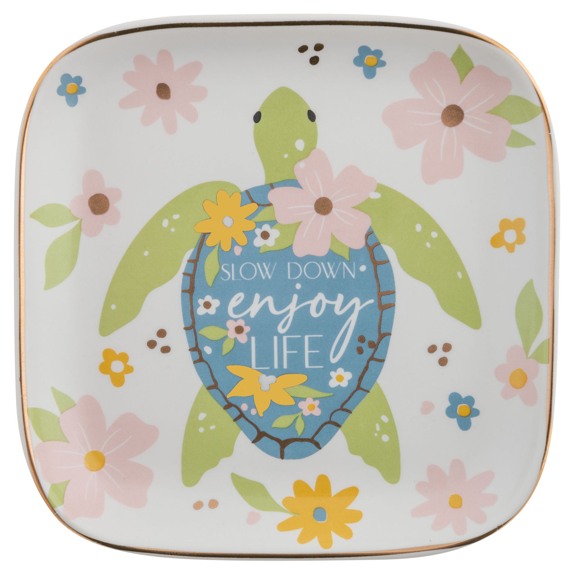 Turtle Large Flora Square Trinket Tray