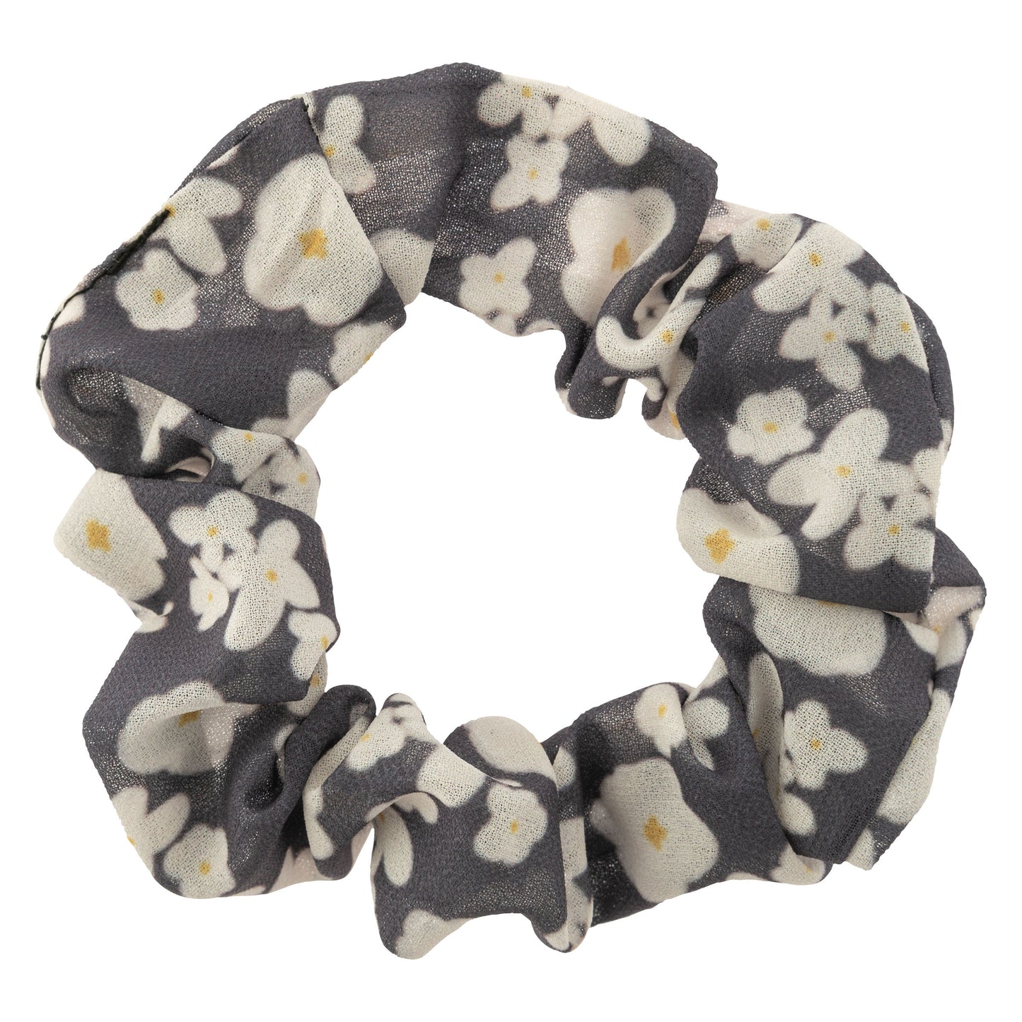 White Floral Hair Scarves scrunchie view.