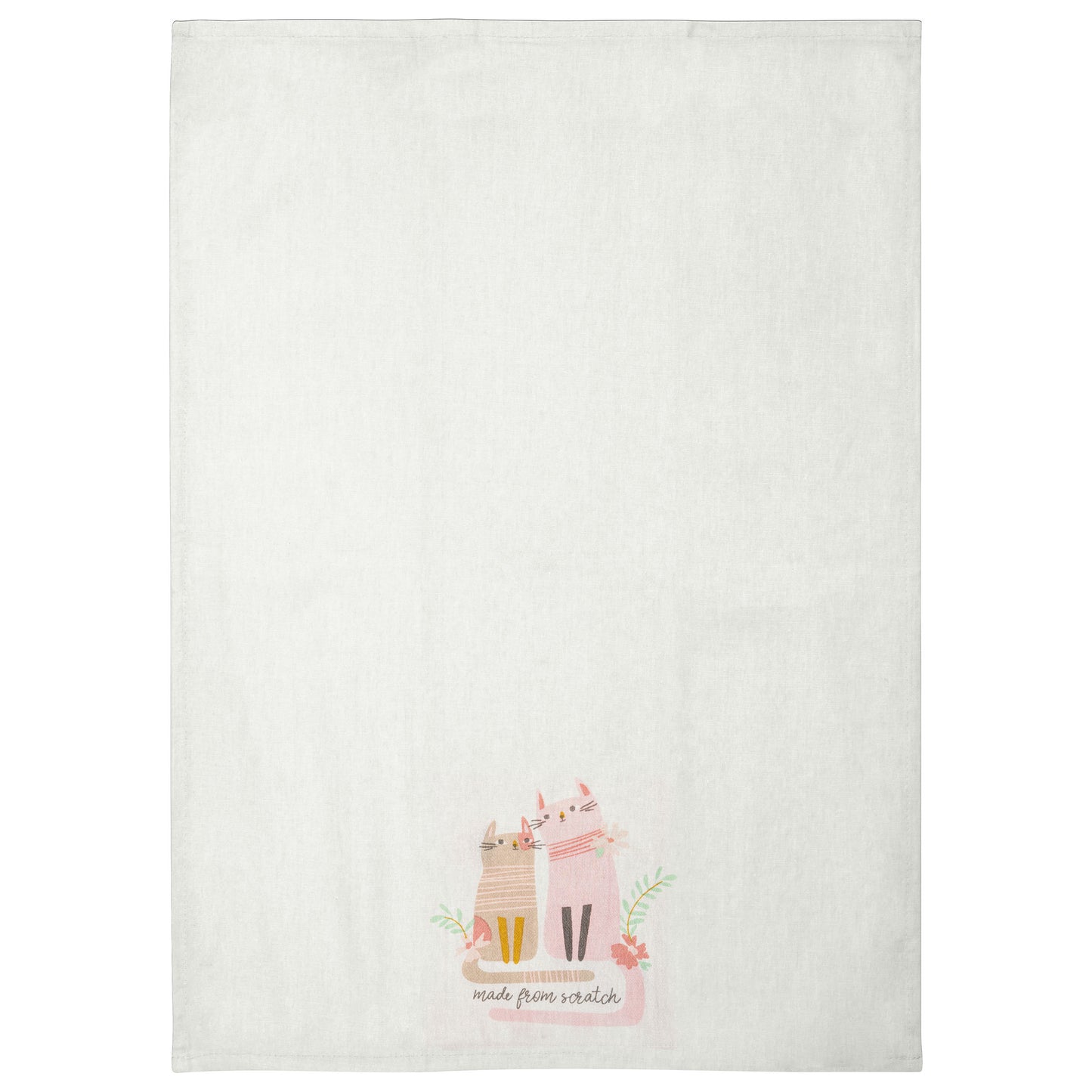 Cat Flora Tea Towel unfolded view.