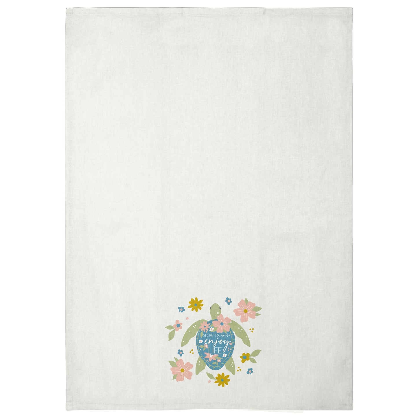Turtle Flora Tea Towel unfolded view.