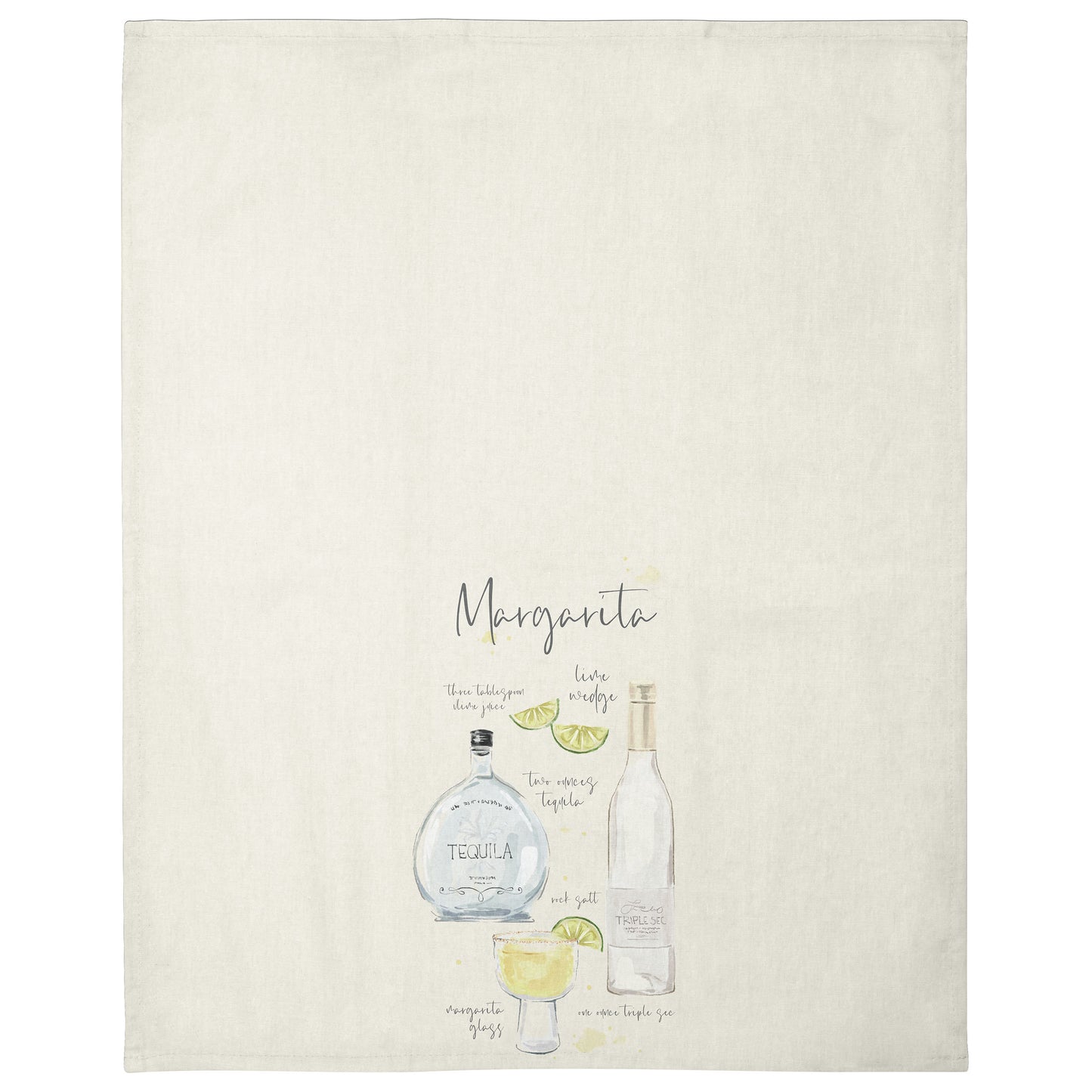 Margarita Speakeasy Linen Tea Towel unfolded view.