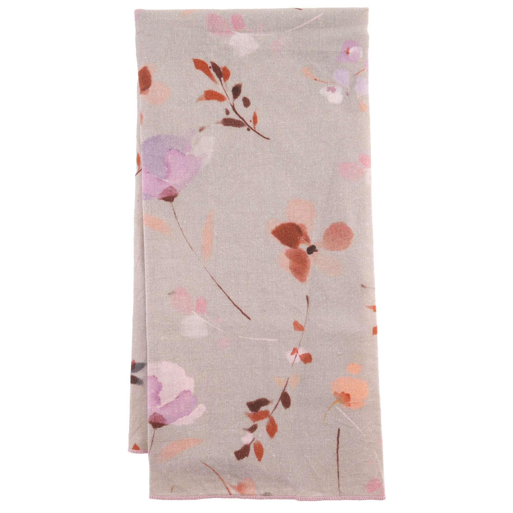 Lilac Floral Linen Blend Tea Towel