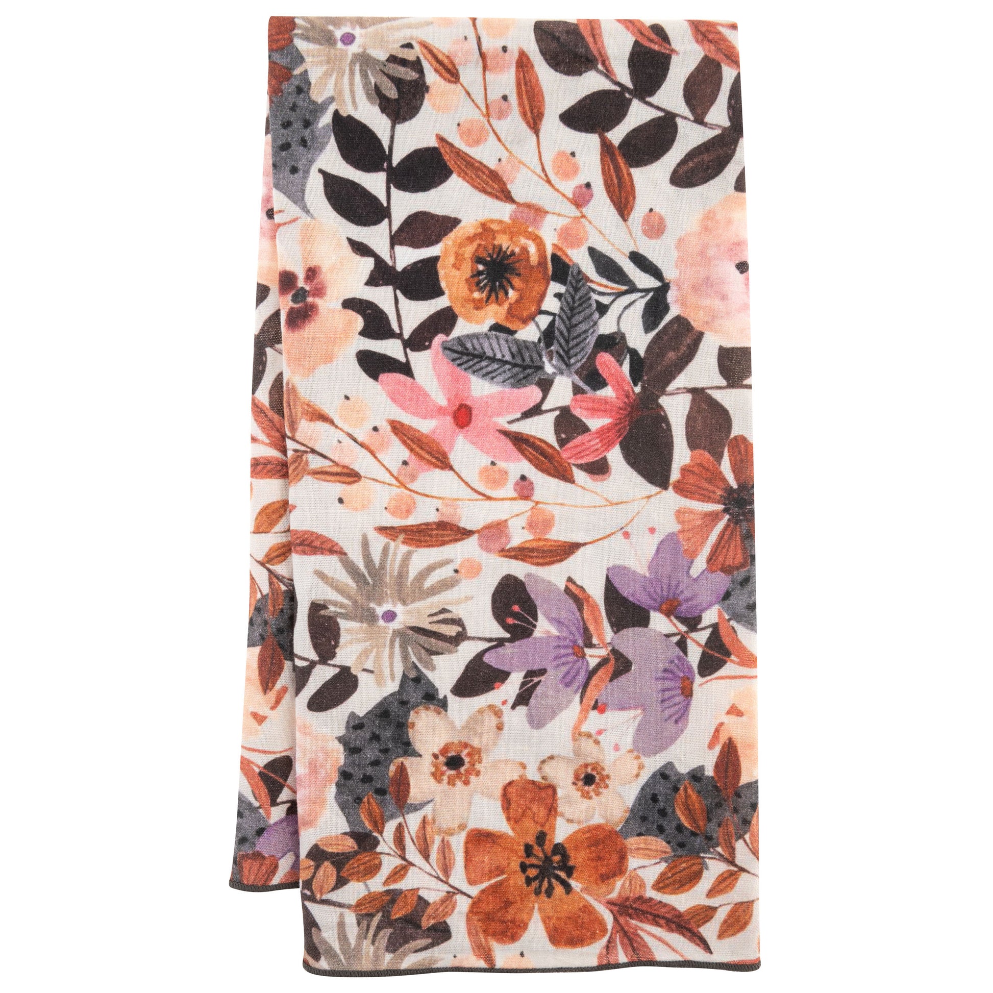 Cinnamon Floral Linen Blend Tea Towel