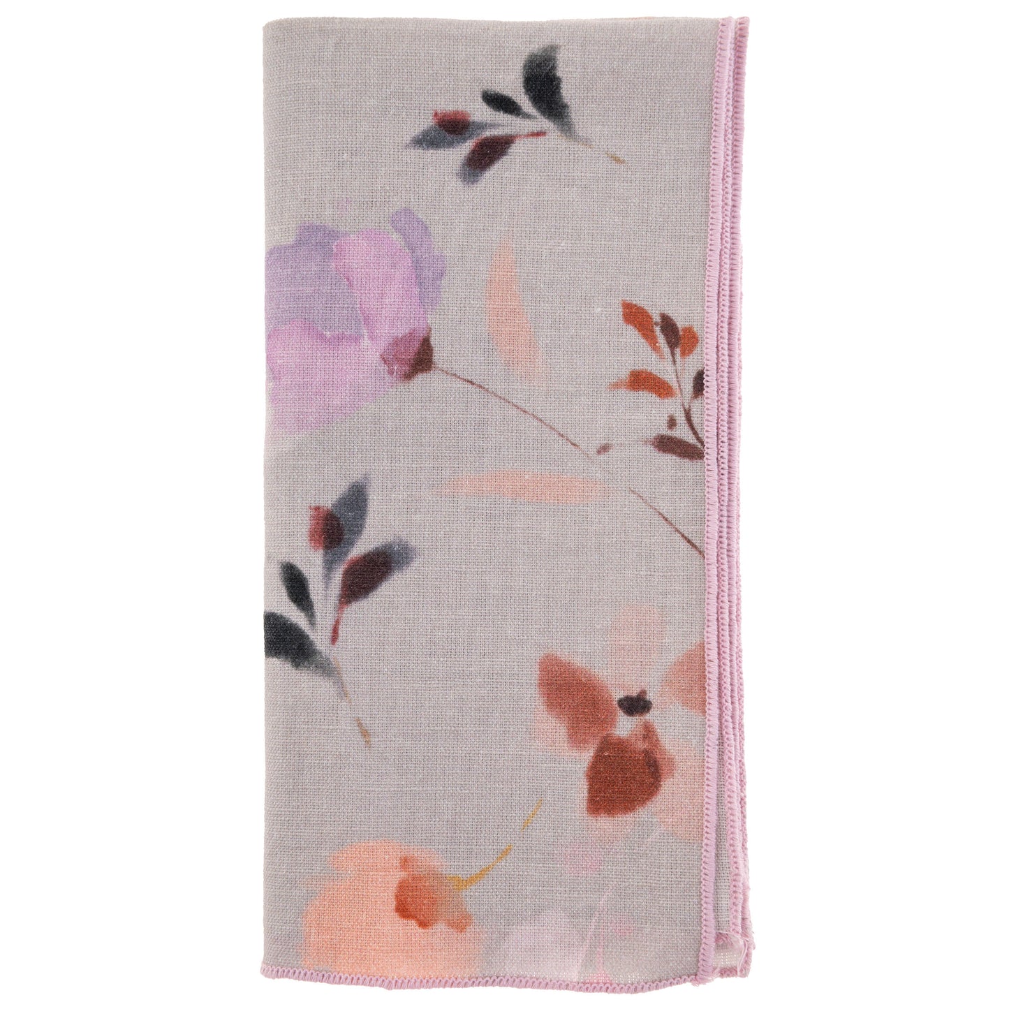 Lilac Floral Linen Blend Dinner Napkins individual view.