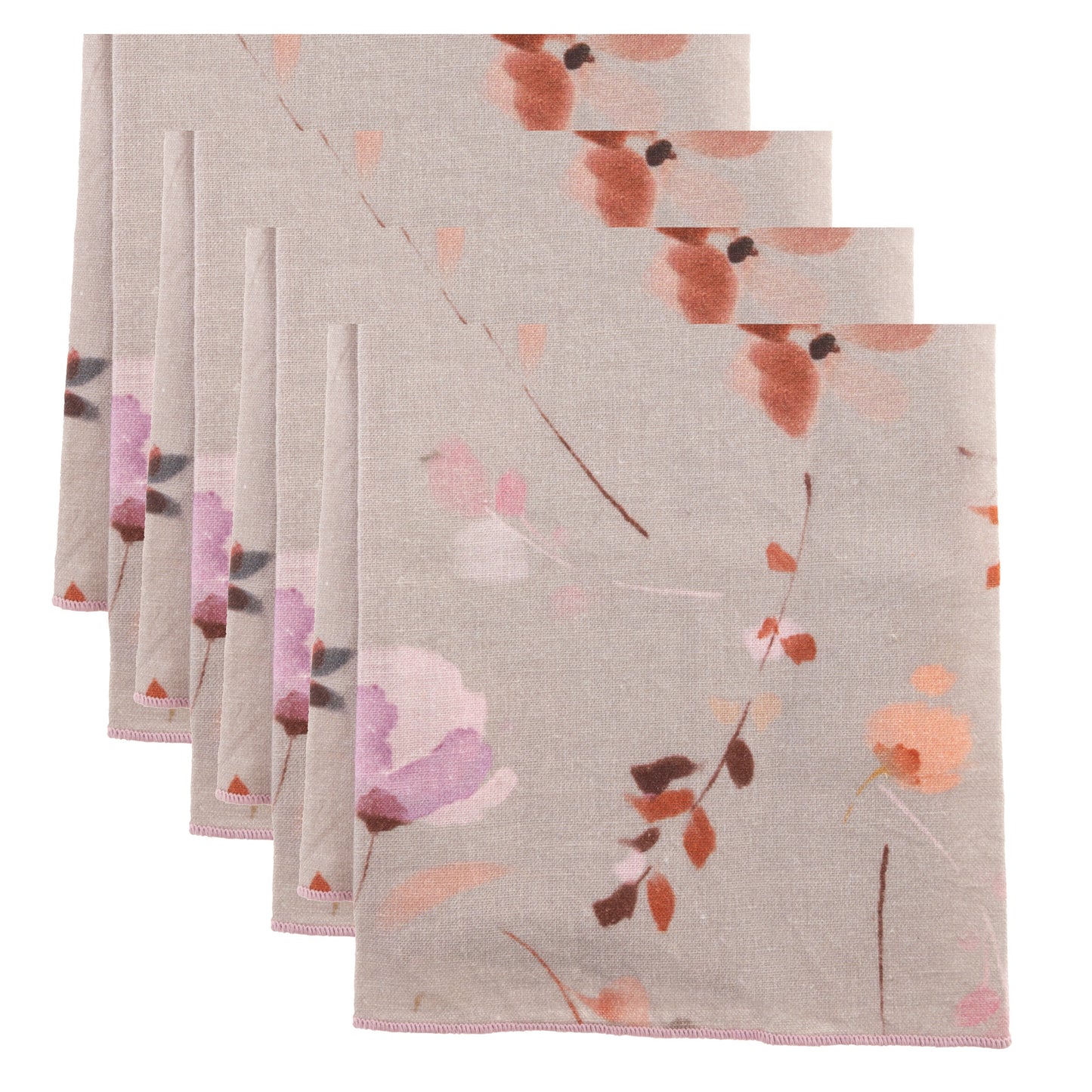 Lilac Floral Linen Blend Dinner Napkins set of four view.