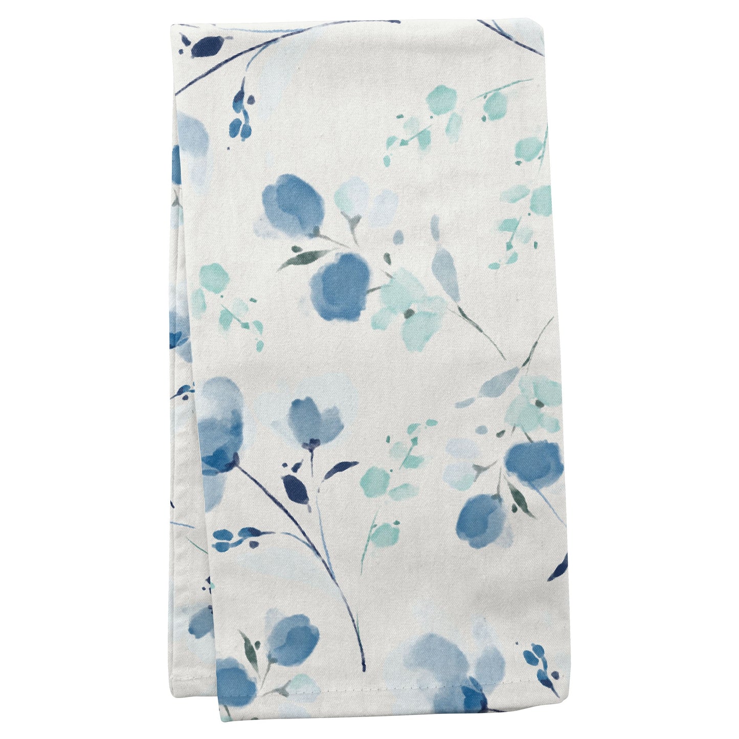 Blue Floral Linen Blend Tea Towel