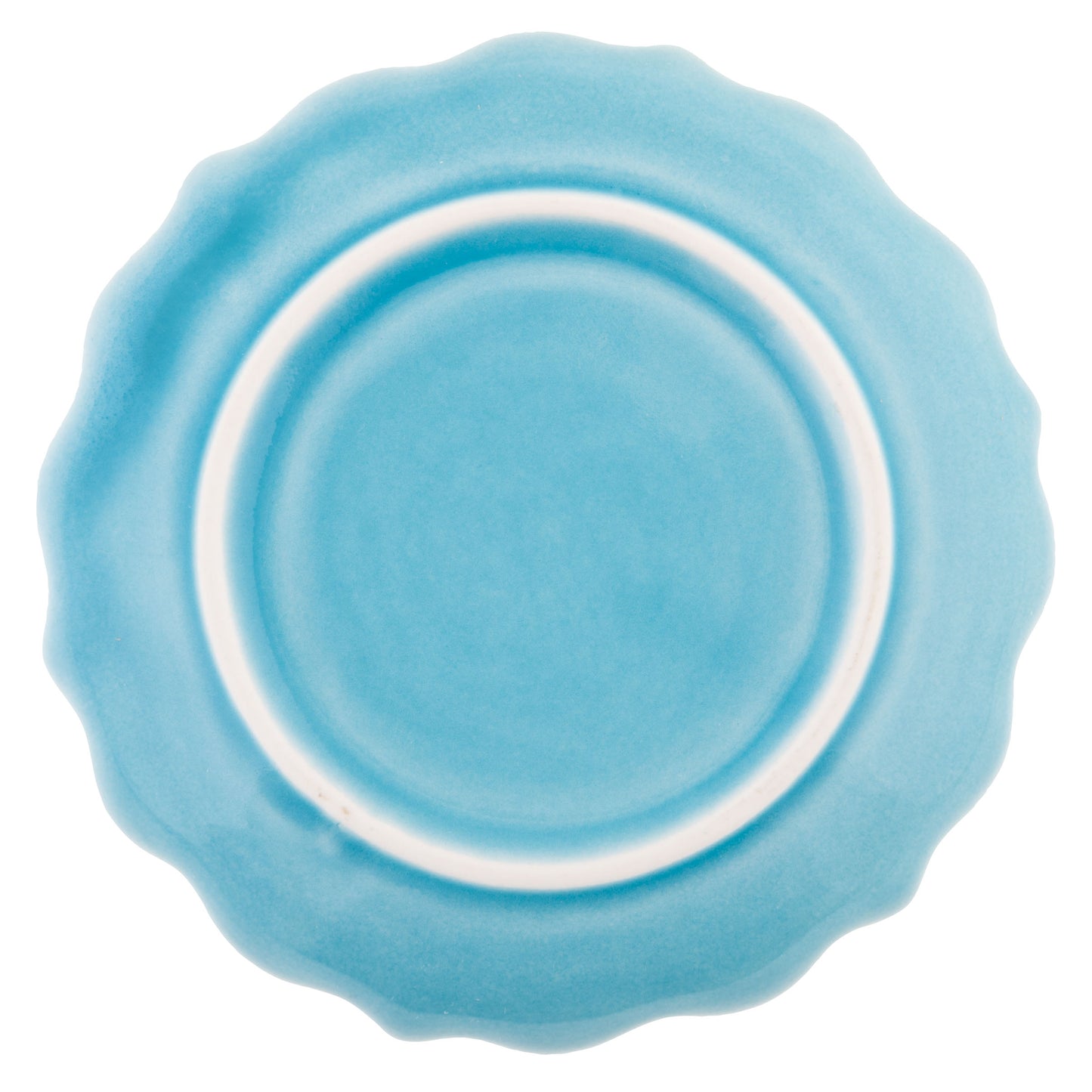 Turquoise Flower Medium Shaped Trinket Tray back view.