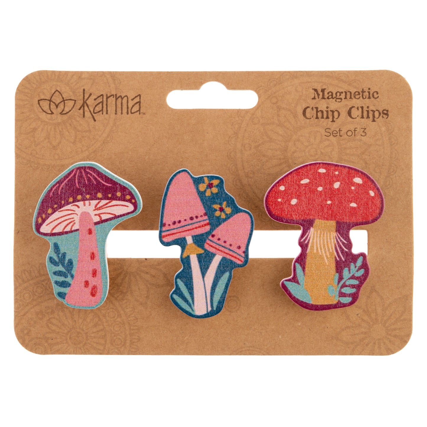 Mushroom Shaped Magnetic Chip Clips packaging view.