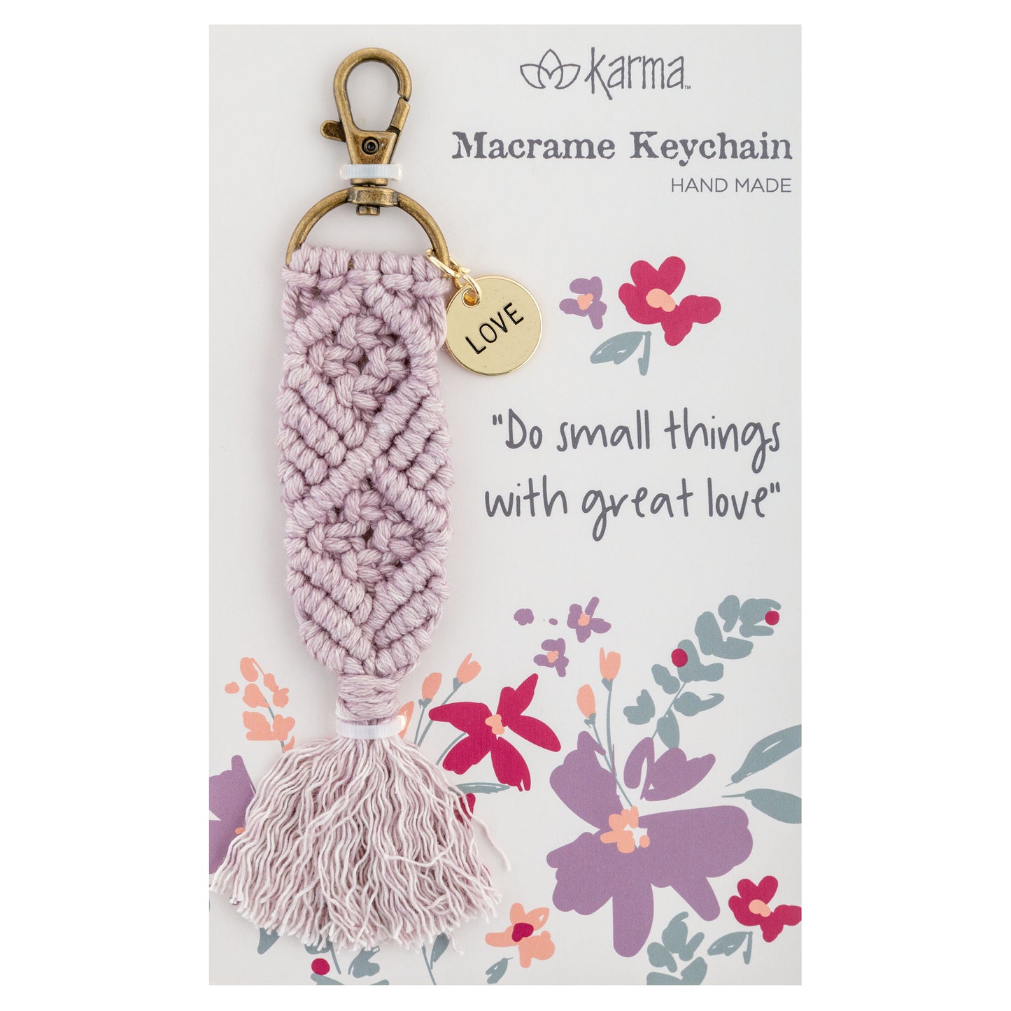 Love Macrame Keychain packaging view.