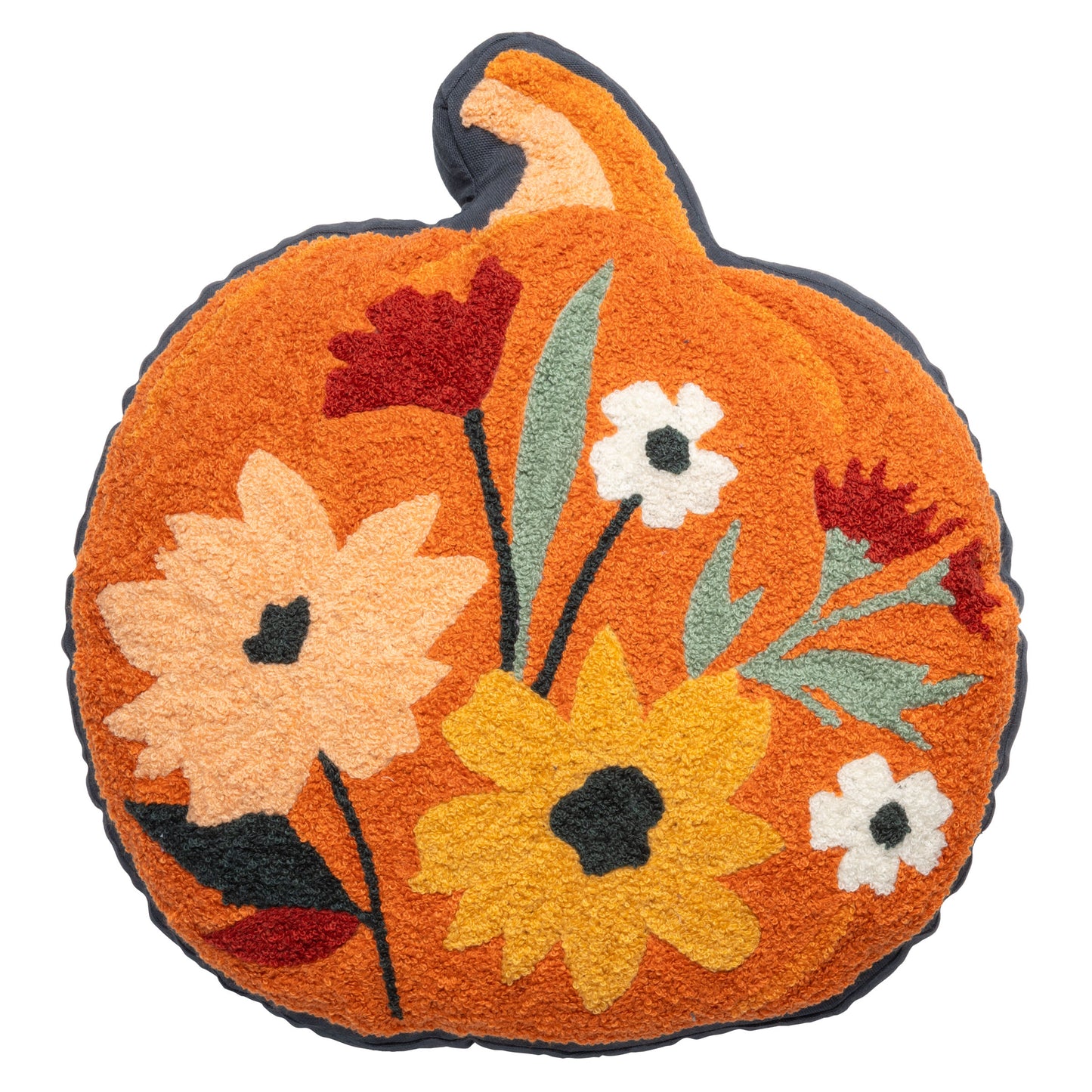 Pumpkin Floral Shaped Embroidered Pillow