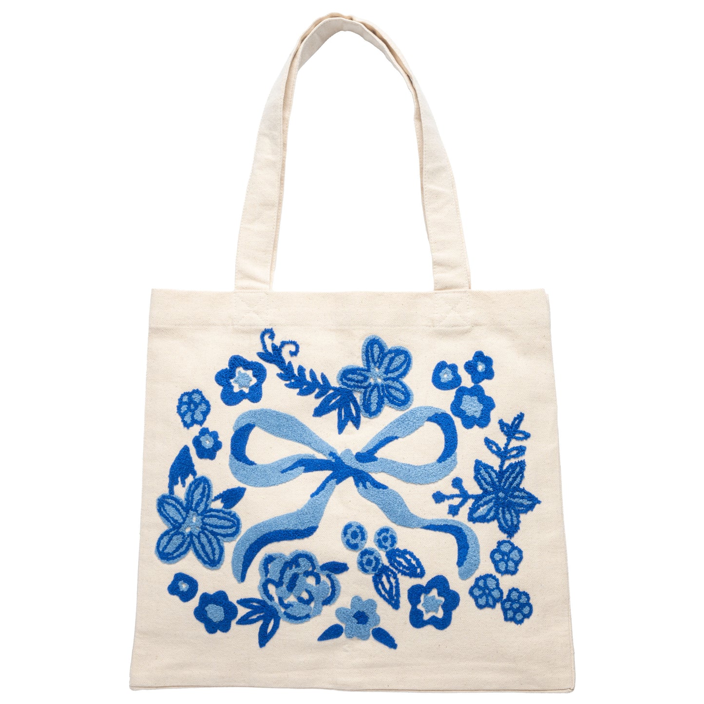 Bow Embroidered Canvas Tote