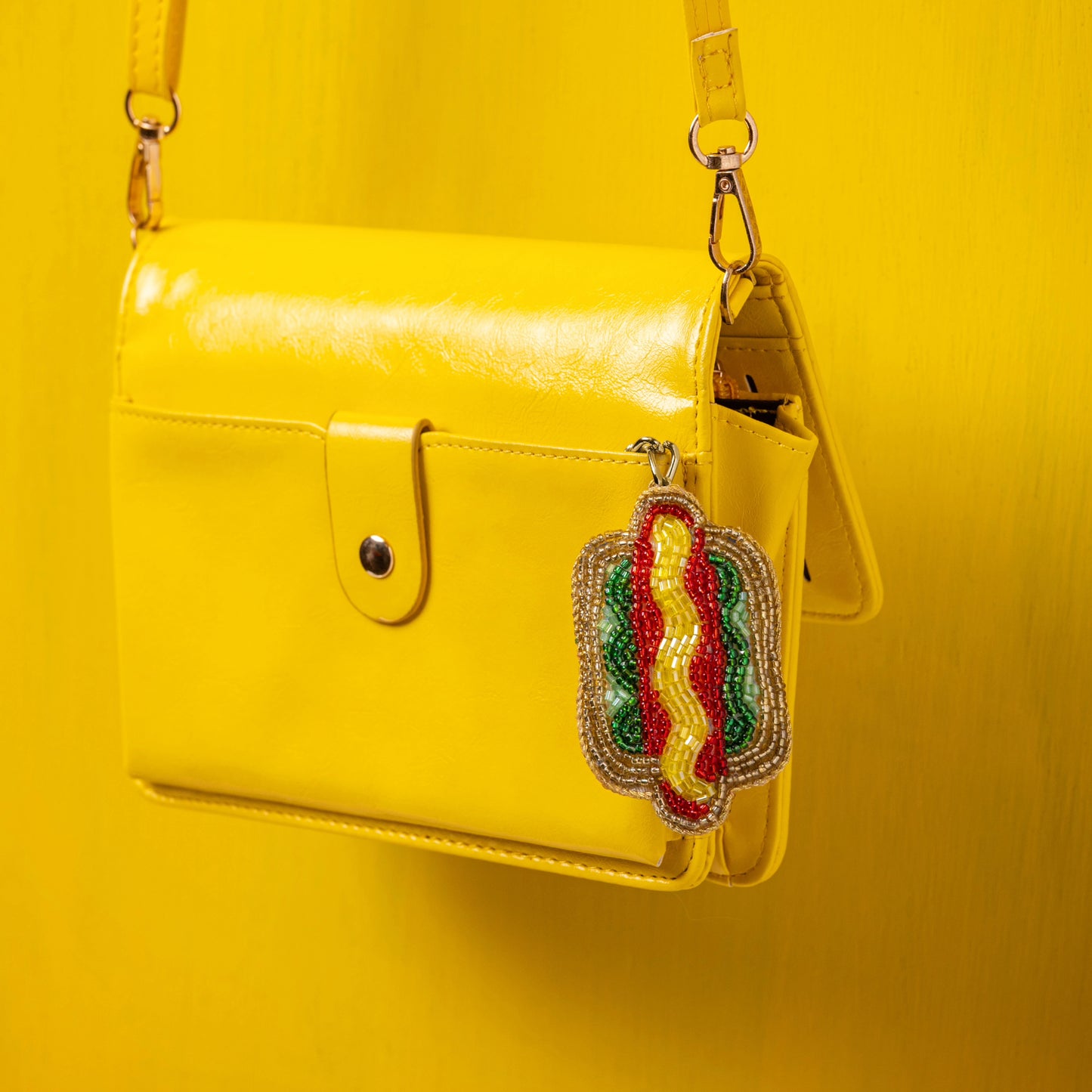 Hotdog Beaded Bag Charm