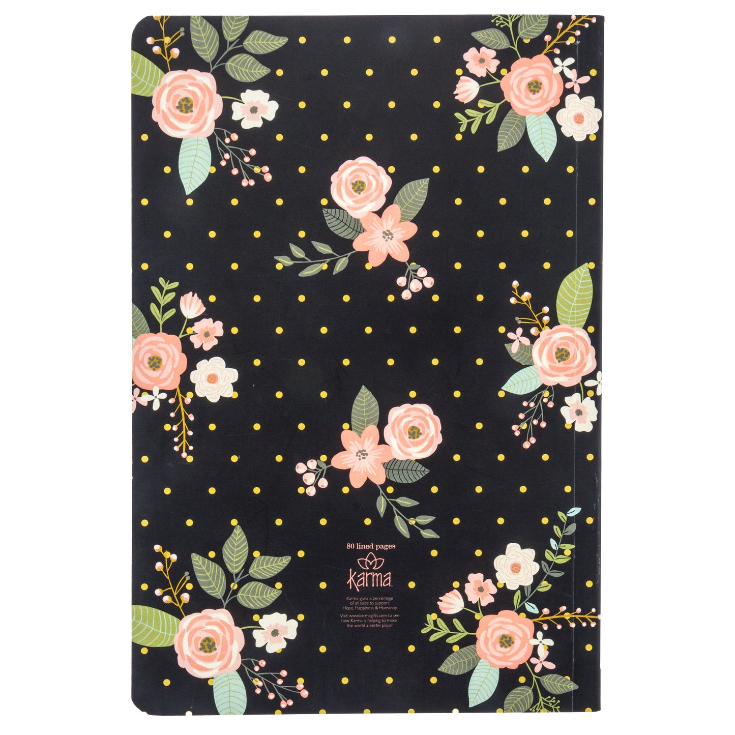 Charcoal Flower Notebook back view.