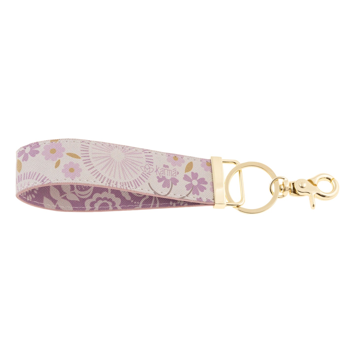 Lavender Floral Loop Keychains back view.