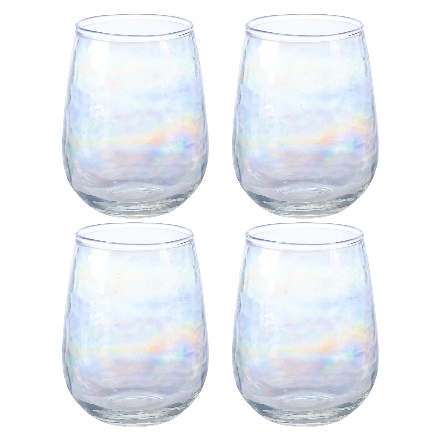 Iridescent Catalina Stemless Wine Glass set of four view.