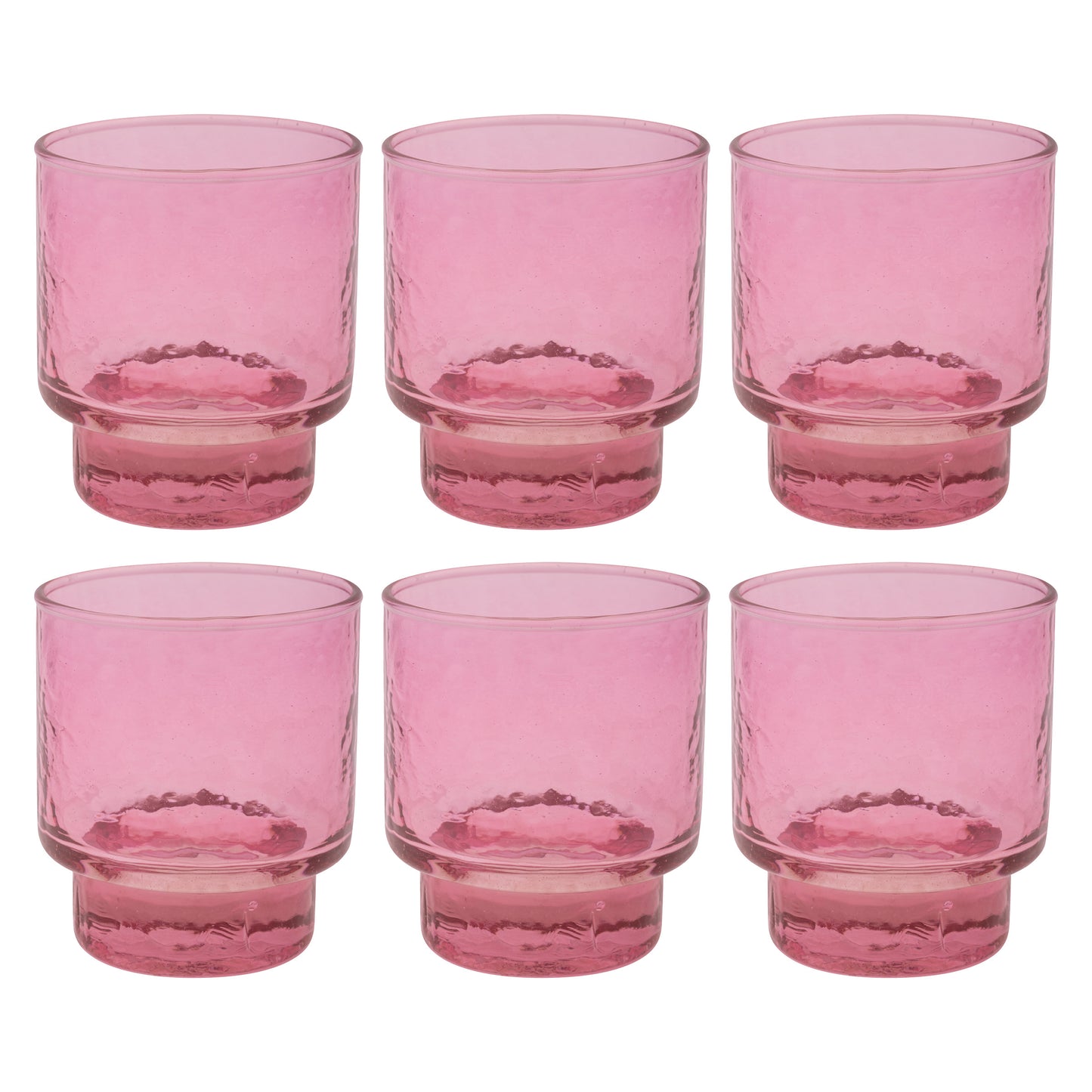 Raspberry Set of Six Stacking Glasses