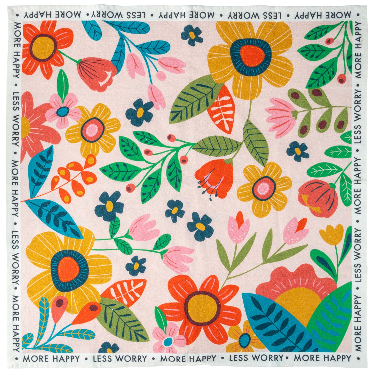 More Happy Shelly Tea Towel unfolded view.