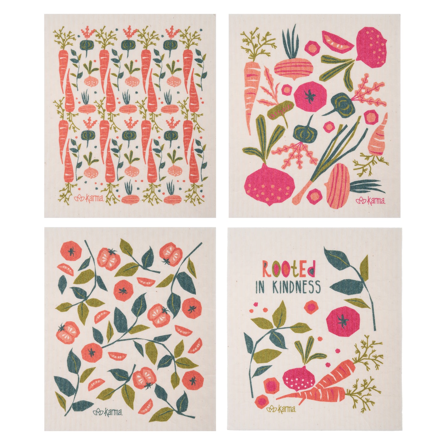 Rooted Swedish Dishcloth set of four view.