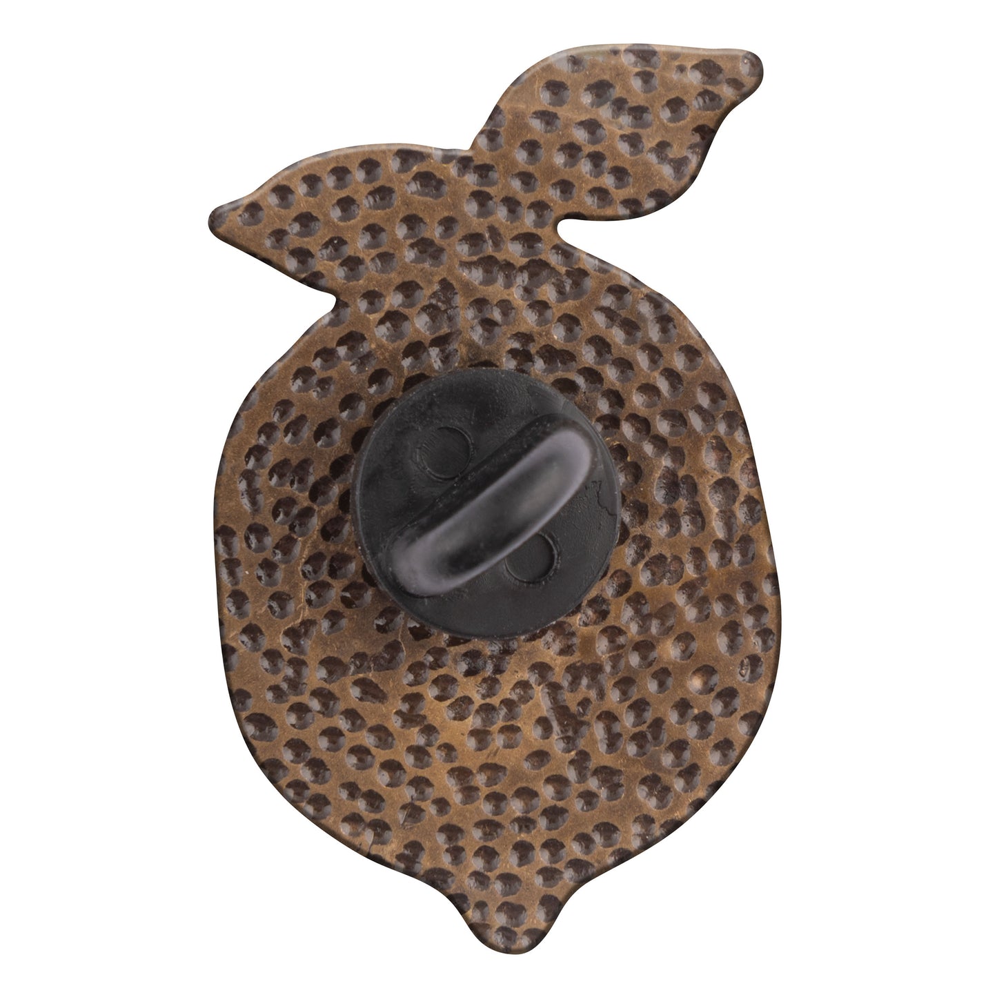 Lemon enamel pin backing view.