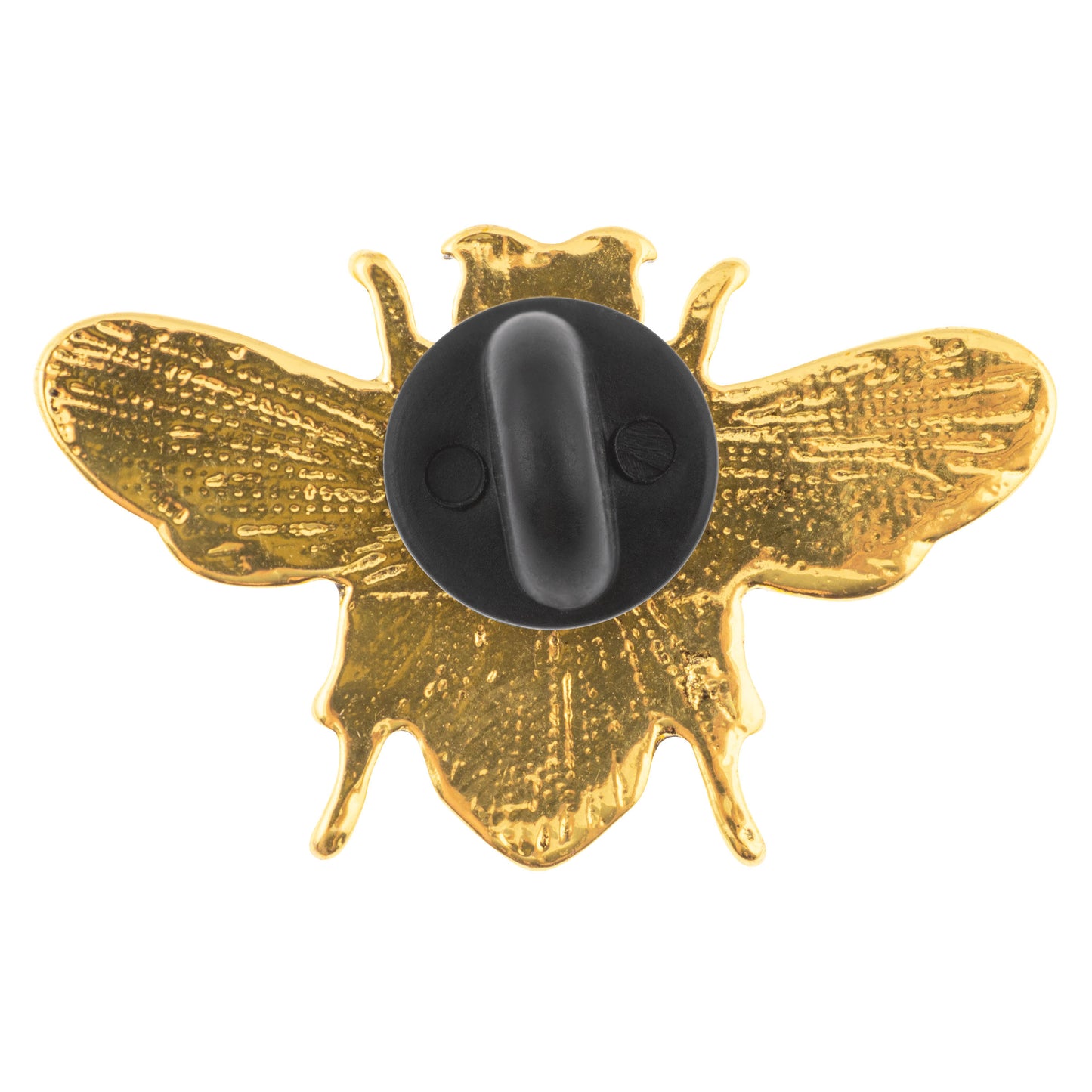 Bee enamel pin backing view.