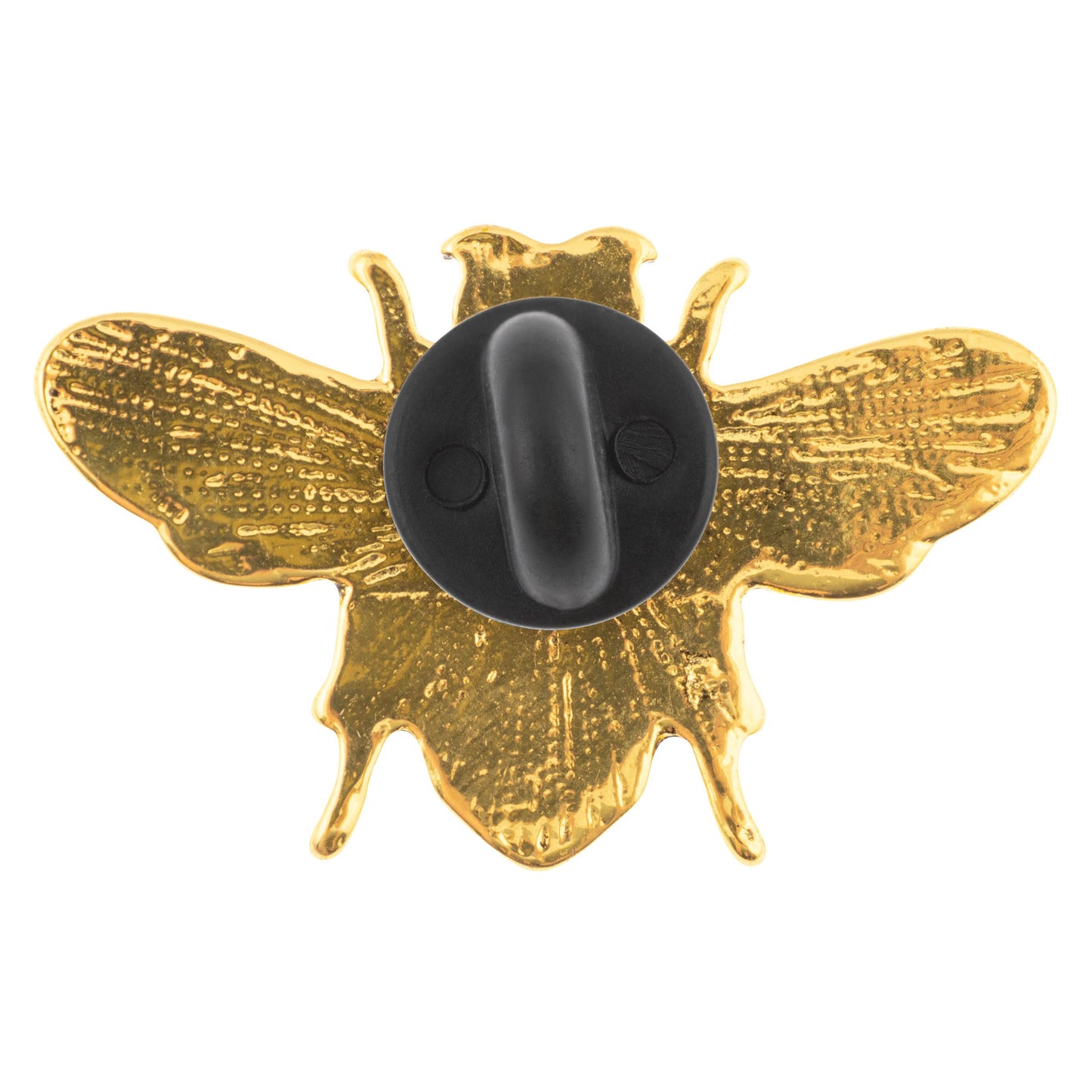 Bee enamel pin backing view.