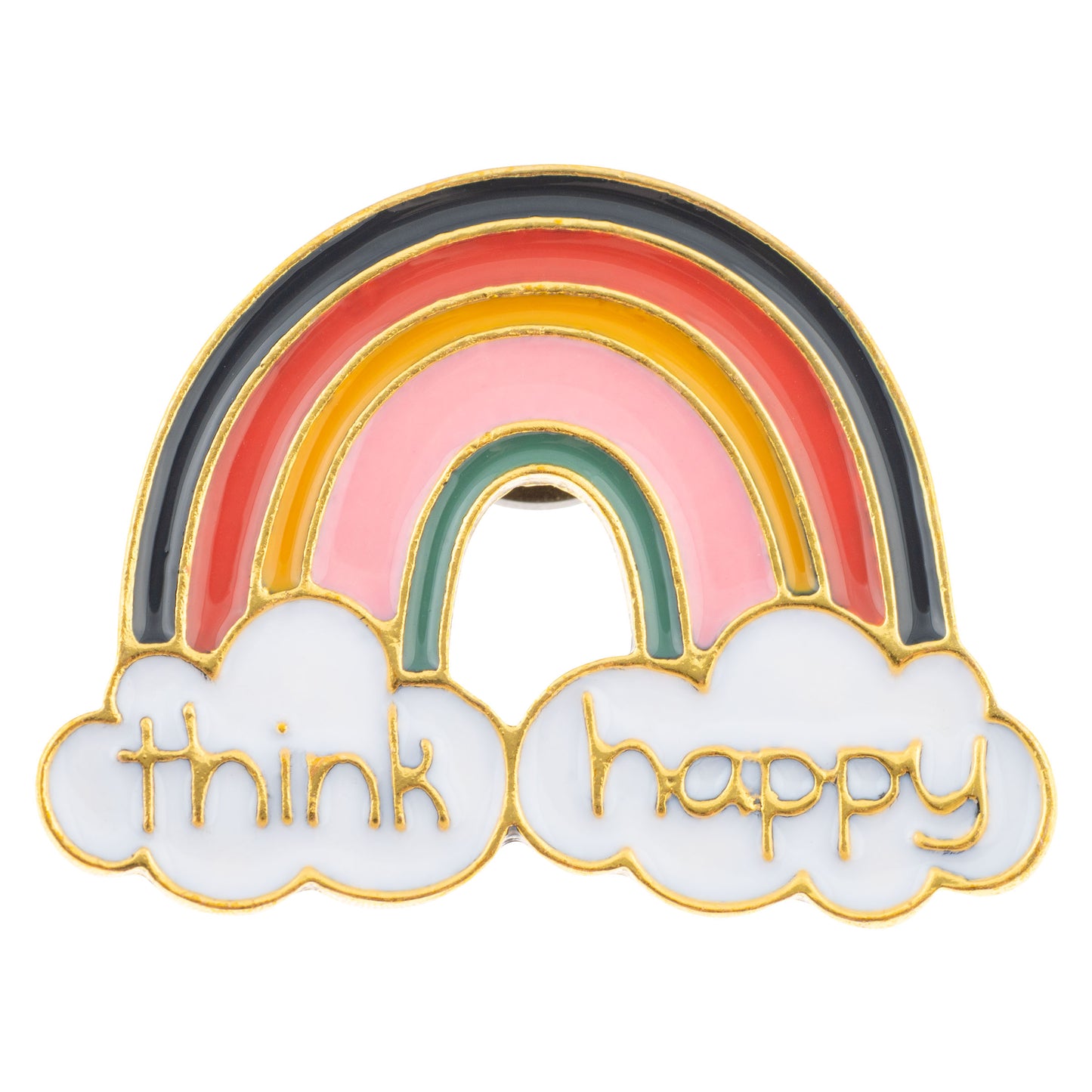 Rainbow enamel pin front view.