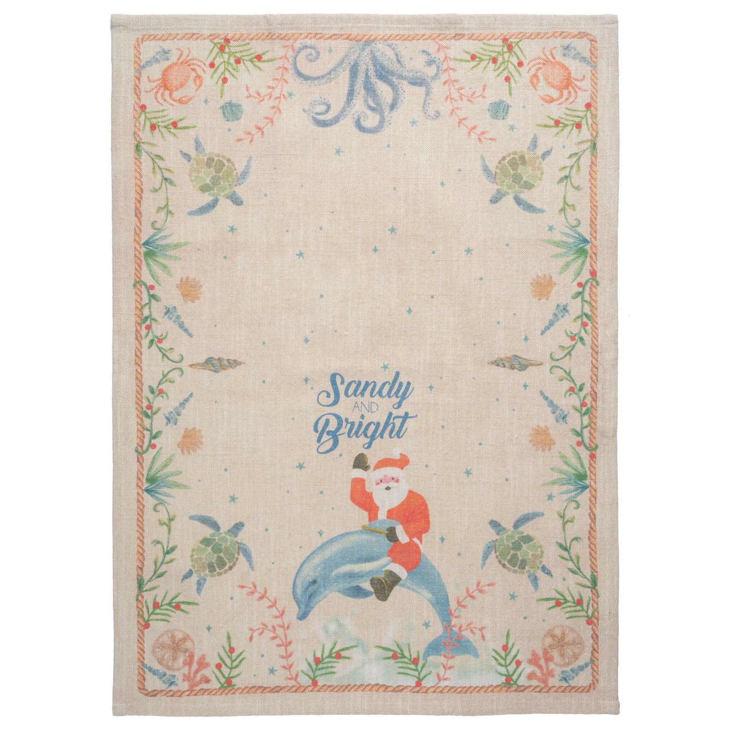 Sandy and Bright Holiday Tea Towel