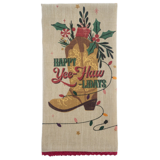 Happy Yeehawlidays Holiday Tea Towel
