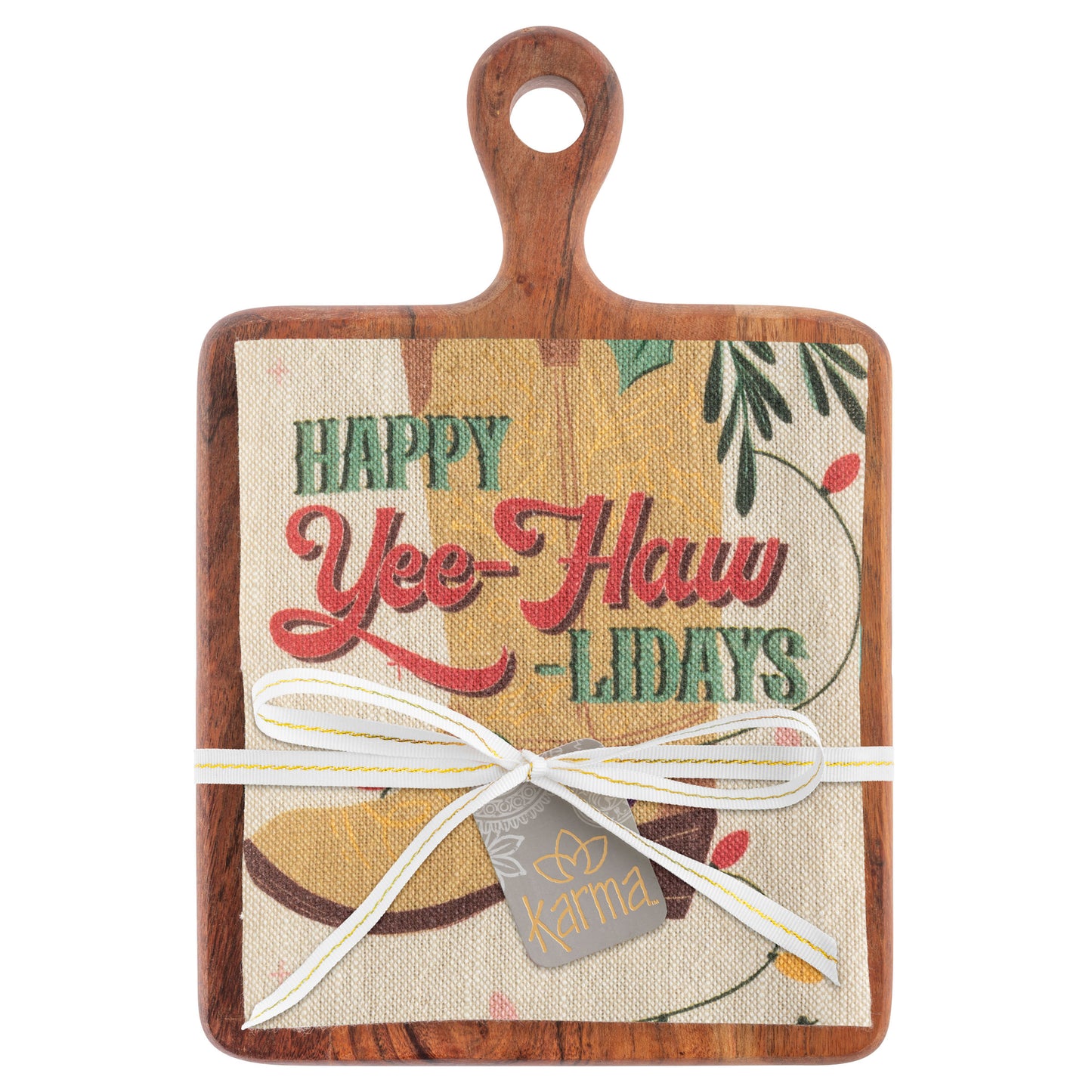 Happy Yeehawlidays Holiday Tea Towel with Cutting Board